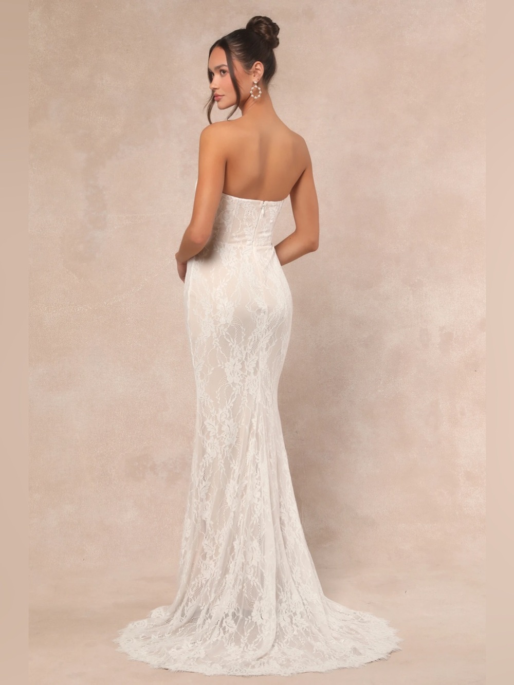 Strapless White Lace Bridal Gown - Picture 4 of 4
